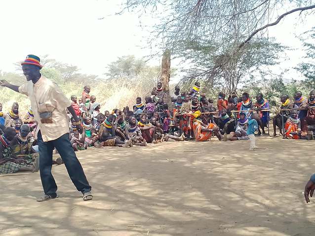 A community presenter engaging the audience
